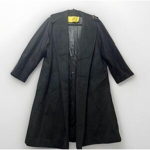 Vintage Rothmoor Coat Black Wool 40s 50s Mid Century Union Made A Line Overcoat